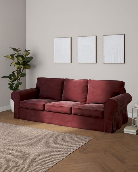 Potah na pohovku IKEA Ektorp 3-místná, rozkládací STARÝ MODEL PIXBO barva červená látka lesklé, sametová