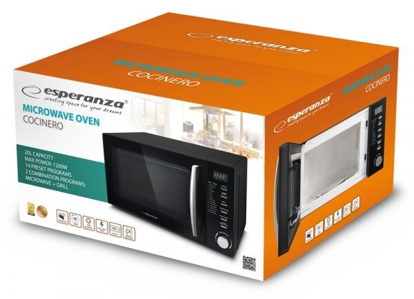 Esperanza EKO010 Černá Kombinovaná mikrovlnná trouba Pracovní deska 20 l 1200 W