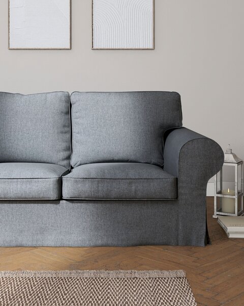 Potah na pohovku IKEA Ektorp 3-místná, rozkládací STARÝ MODEL PIXBO barva šedá látka pletený vzor
