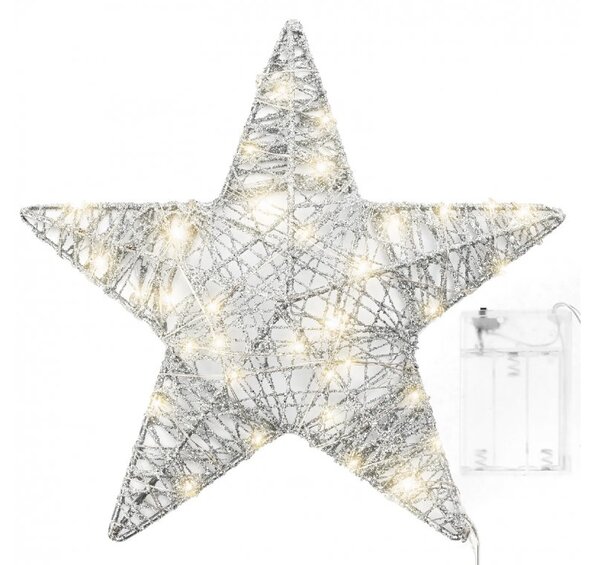 Tutumi - LED světelná vánoční hvězda - stříbrná - 23 cm