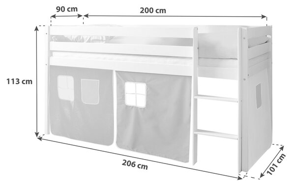 VYSOKÁ POSTEL, 90/200 cm, přírodní barvy, růžová, pink MID.YOU - Vyvýšené postele, Online Only