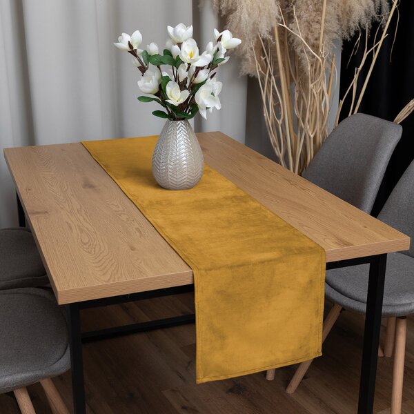Biante Sametový běhoun na stůl Velvet Premium SVP-047 Hořčicový 35x120 cm
