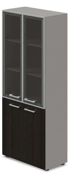 Vysoká široká skříň TopOffice 79,8 x 40,4 x 196,5 cm, dvířka wenge