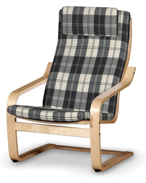 Sedák na křeslo IKEA Poäng II barva černá látka pletený vzor, vzorované