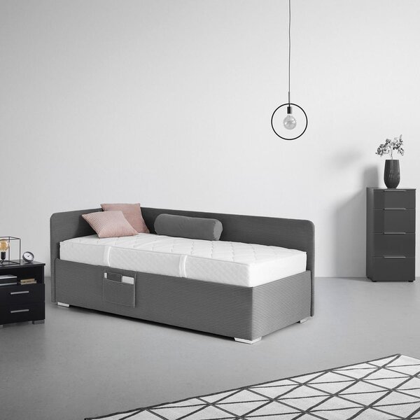 Postel Remi s bočnicemi 120x200, potah šedý