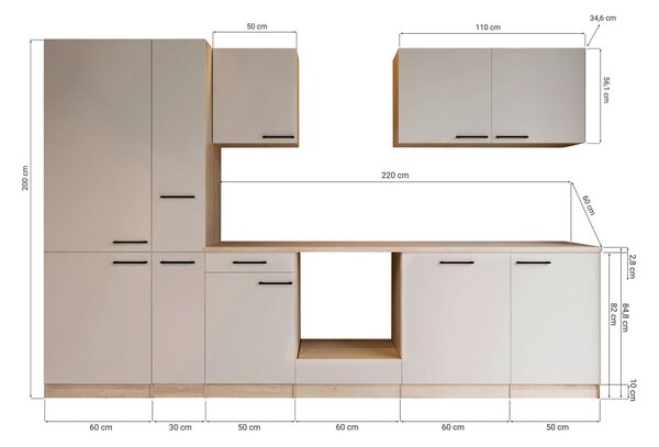 KUCHYŇSKÝ BLOK BEZ SPOTŘEBIČŮ 310 cm Respekta - Online Only kuchyňské linky, Online Only