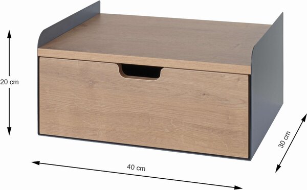 NOČNÍ STOLEK, antracitová, barvy dubu, 40/20/30 cm, Online Only