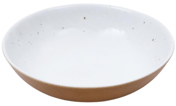 Hnědo-bílý keramický hluboký talíř Kave Home Publia 22,5 cm