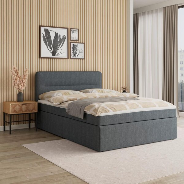 Boxspringová postel MARCO 140x200, šedomodrá