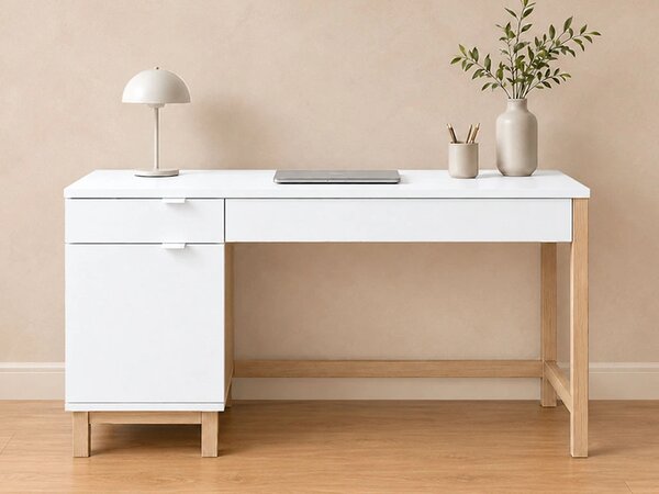 Dětský psací stůl MODEL se šuplíky a skříňkou - Jantarová s černým úchytem, 100x60 cm, Zvolte stranu: Levá