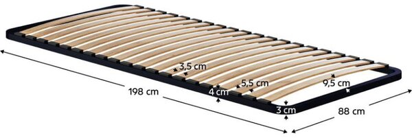Kondela Rošt v pevném rámu, 90x200, KOVOVÝ ROŠT 2 NEW