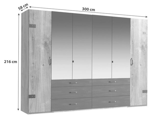 ŠATNÍ SKŘÍŇ S OTOČNÝMI DVEŘMI DETROIT šíŕka 300cm