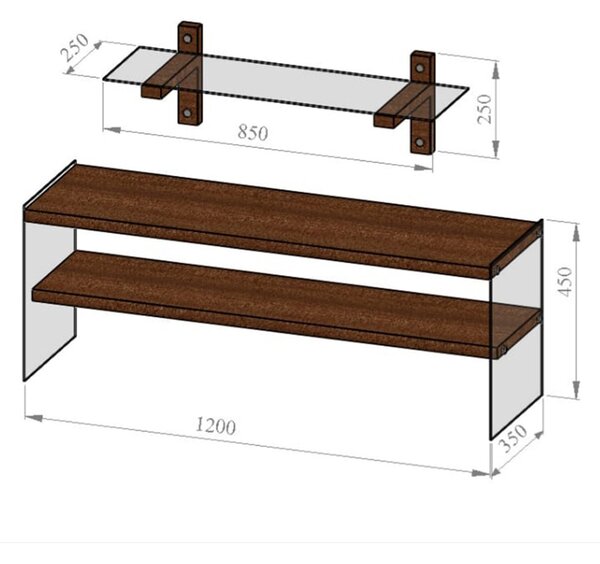 ASIR Televizní stěna TV104 ořech