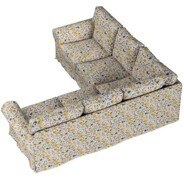 Potah na pohovku IKEA Ektorp rohová barva žlutá látka pletený vzor, vzorované
