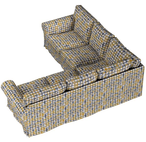 Potah na pohovku IKEA Ektorp rohová barva modrá látka pletený vzor, vzorované