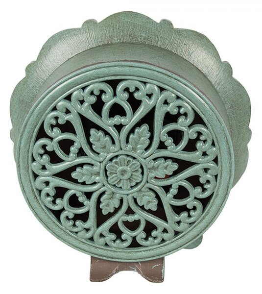 Zelené stolní hodiny ve tvaru květu Ville de Paris - 15*7*16 cm / 1*AA - Clayre & Eef