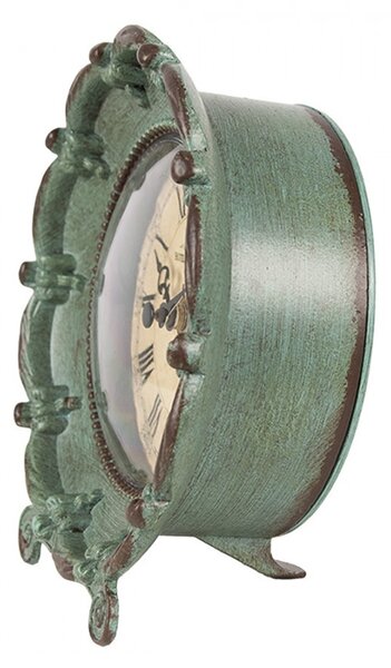 Zelené stolní hodiny ve tvaru květu Ville de Paris - 15*7*16 cm / 1*AA - Clayre & Eef