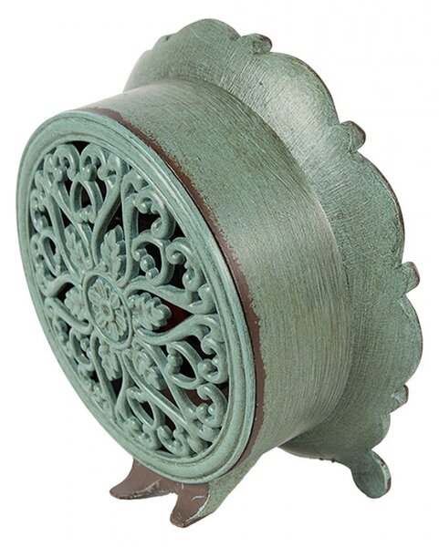 Zelené stolní hodiny ve tvaru květu Ville de Paris - 15*7*16 cm / 1*AA - Clayre & Eef