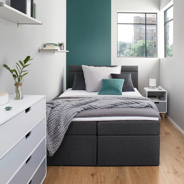 Boxspring postel ROSA, 140x200 cm, antracitová