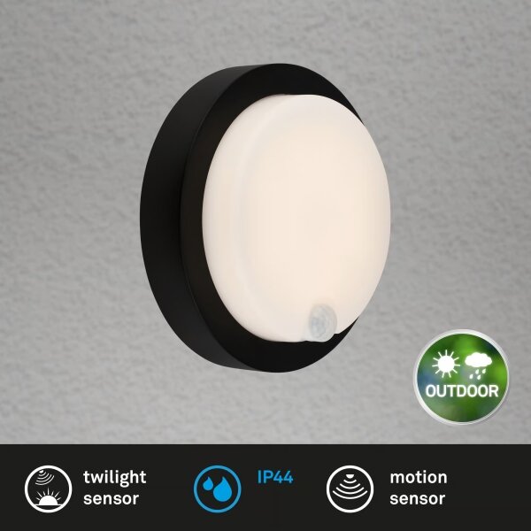 Brilo - LED Nab venk nástěnné svítidlo se senzorem LED/4W/5V 4400 mAh IP44 černá
