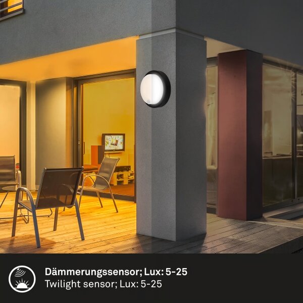 Brilo - LED Nab venk nástěnné svítidlo se senzorem LED/4W/5V 4400 mAh IP44 černá