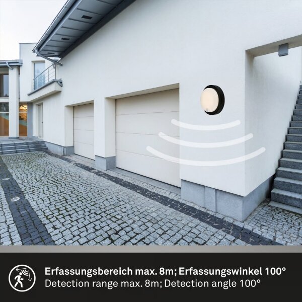 Brilo - LED Nab venk nástěnné svítidlo se senzorem LED/4W/5V 4400 mAh IP44 černá