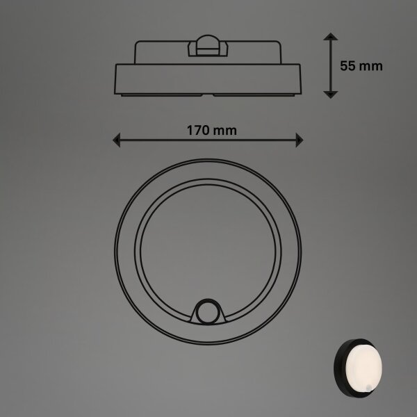 Brilo - LED Nab venk nástěnné svítidlo se senzorem LED/4W/5V 4400 mAh IP44 černá