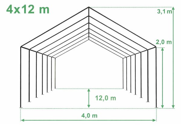 Párty stan 4x12 m STANDARD - ohnivzdorný barva Bílá