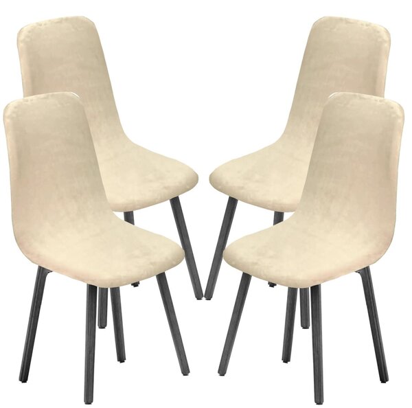 Sada čtyř potahů na jídelní židle, béžová barva, styl mid-century modern, elastický materiál (jacquard)
