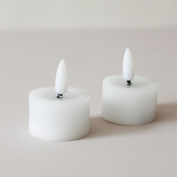 Čajová LED svíčka Flamme White 4 cm – set 2 ks
