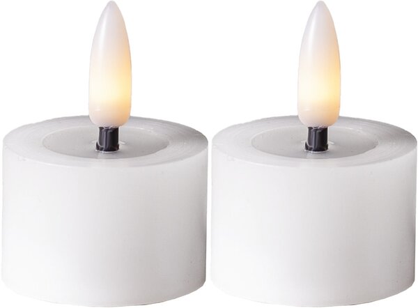 Čajová LED svíčka Flamme White 4 cm – set 2 ks