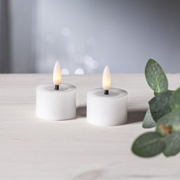 Čajová LED svíčka Flamme White 4 cm – set 2 ks