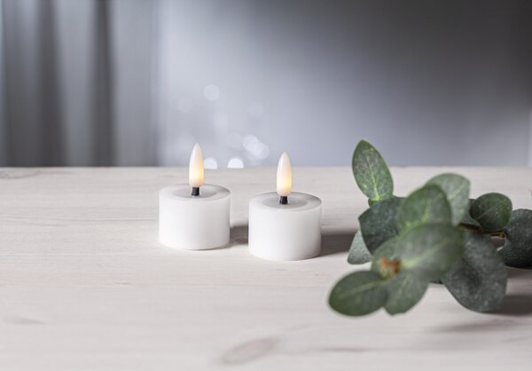 Čajová LED svíčka Flamme White 4 cm – set 2 ks