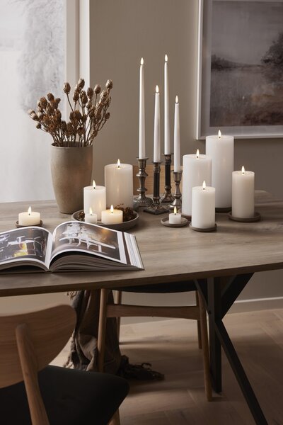 LED svíčka Flamme Slim White 38 cm – set 2 ks + dálkový ovladač