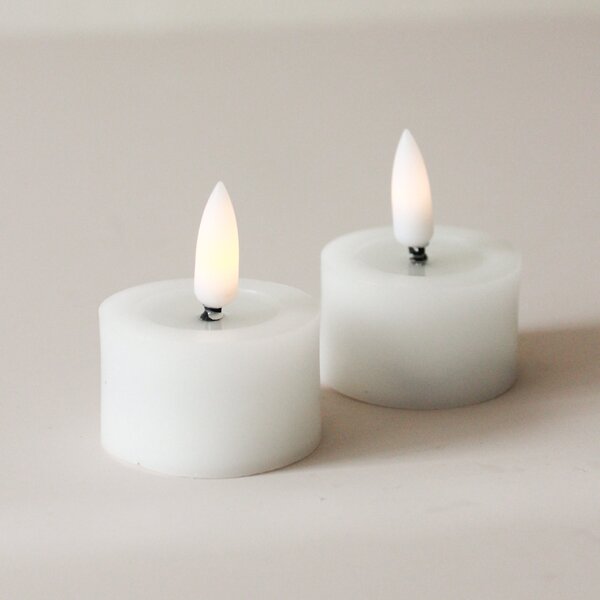 Čajová LED svíčka Flamme White 4 cm – set 2 ks