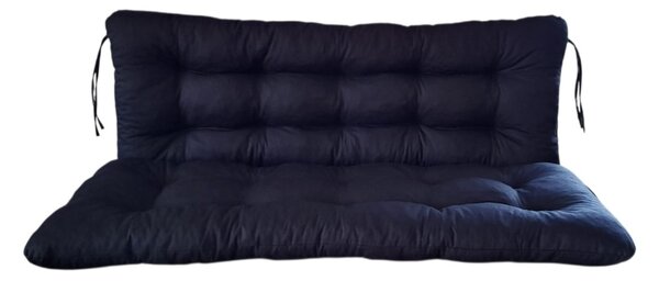 Polstr a opěrka na zahradní houpačku - 120 cm - černá - 120 cm