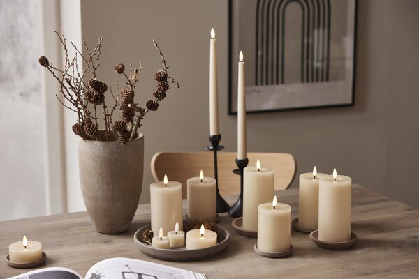 Čajová LED svíčka Flamme Beige 4 cm – set 2 ks