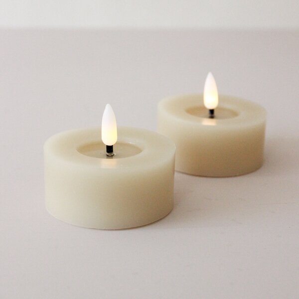 Čajová LED svíčka Flamme Beige 7 cm – set 2 ks