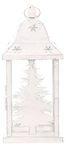 Lucerna kovová Jehličnan, bílá, 31 cm