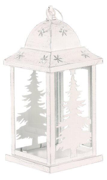 Lucerna kovová Jehličnan, bílá, 31 cm