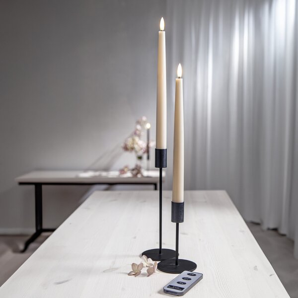 LED svíčka Flamme Slim Beige – set 2 ks + dálkový ovladač