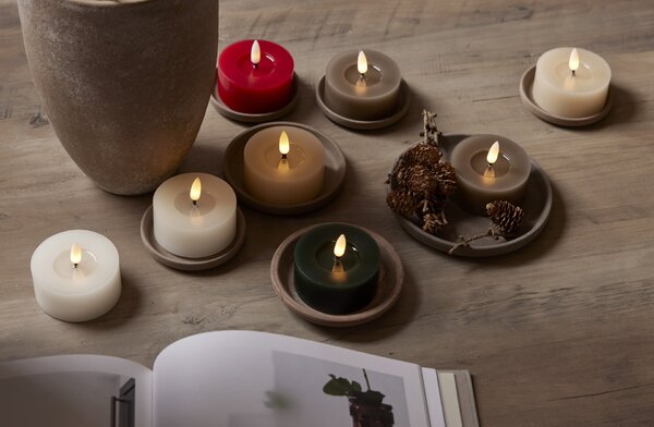 Čajová LED svíčka Flamme Beige 7 cm – set 2 ks