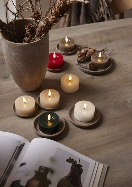 Čajová LED svíčka Flamme Beige 7 cm – set 2 ks