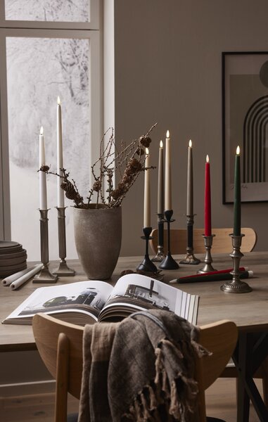 LED svíčka Flamme Slim Beige – set 2 ks + dálkový ovladač