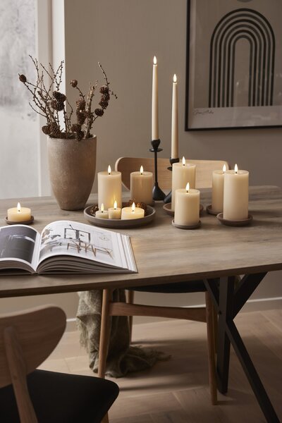 Čajová LED svíčka Flamme Beige 7 cm – set 2 ks