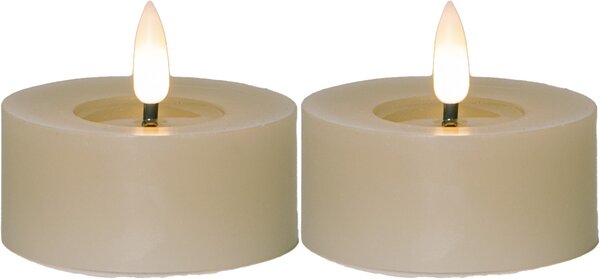 Čajová LED svíčka Flamme Beige 7 cm – set 2 ks