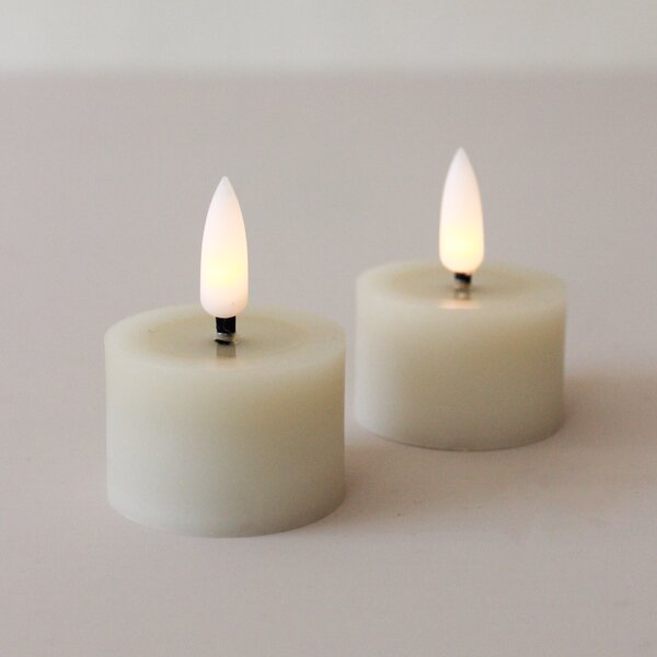 Čajová LED svíčka Flamme Beige 4 cm – set 2 ks
