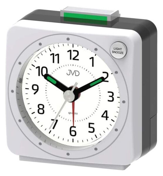JVD Stříbrný nejlevnější baterkový budík JVD SR220.15 s osvětlením