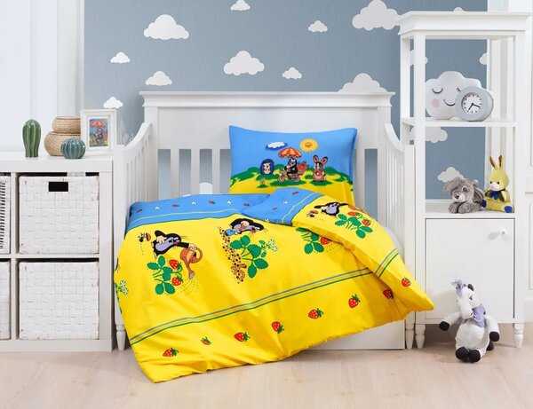 Matějovský povlečení bavlna do postýlky Krtek a jahůdky 100x135+40x60 cm