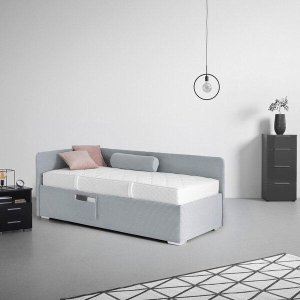 Postel Remi s bočnicemi 90x200, potah šedomodrý